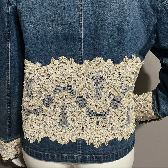 Vintage Berer Denim Cotton With Lace Overlay Sz-2XL