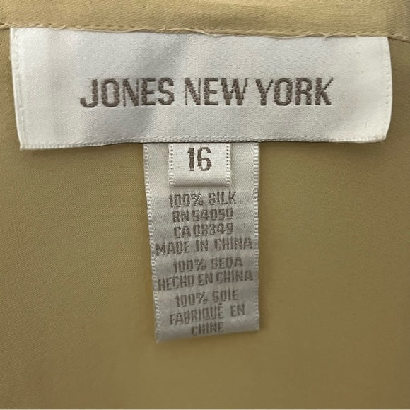 Jones New York Champagne 100% Silk Blouse Sz-16