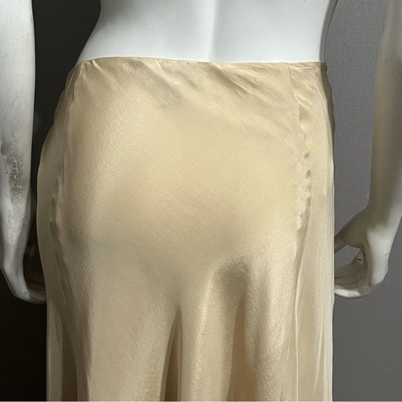 Lauren Ralph Lauren Champagne 100% Silk Midi Skirt Sz-8