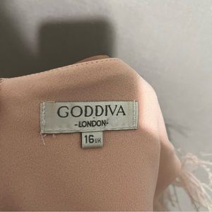 Goddiva London Pastel Pink Feather Collar Dress Sz-Large (12)