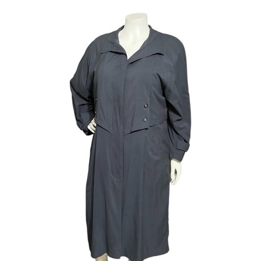 Fleet Street Slate Blue Longline Trench Jacket Sz-16