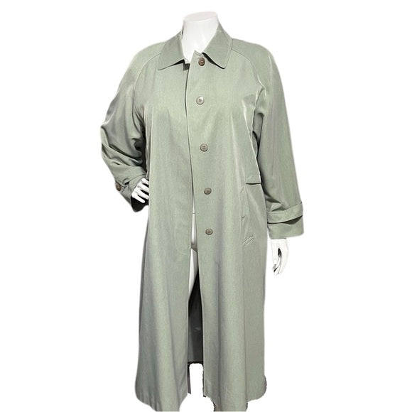 Talbots Sage Green Longline Trench Jacket Sz-14