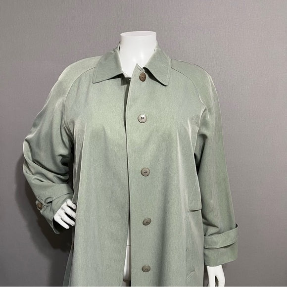 Talbots Sage Green Longline Trench Jacket Sz-14