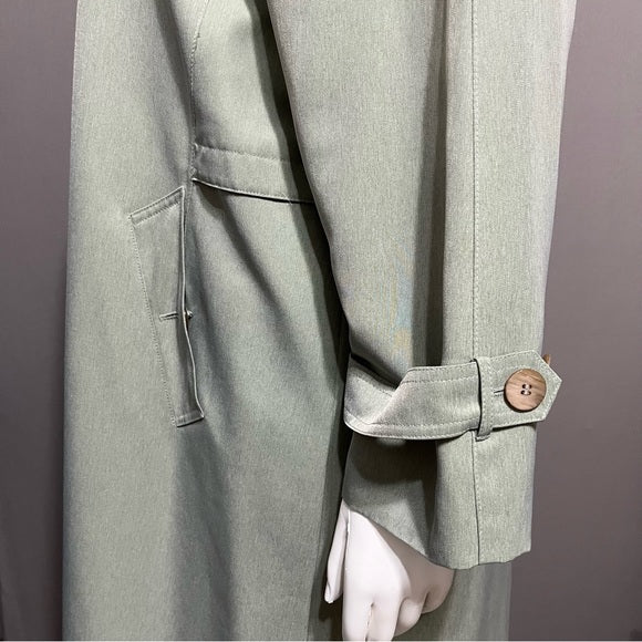 Talbots Sage Green Longline Trench Jacket Sz-14