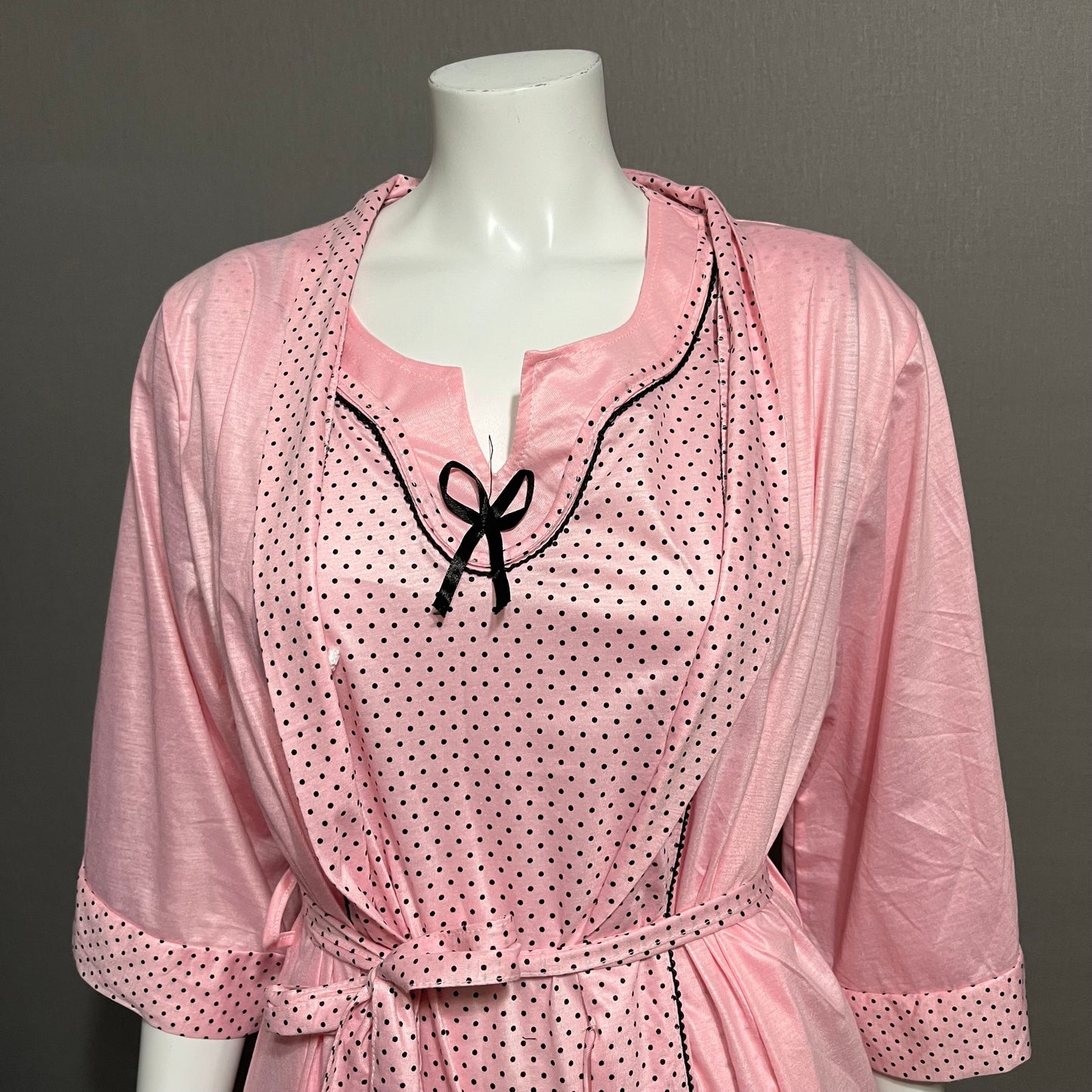 Lati Fashion Intimates Pink Polka Dot Robe Sz-Large