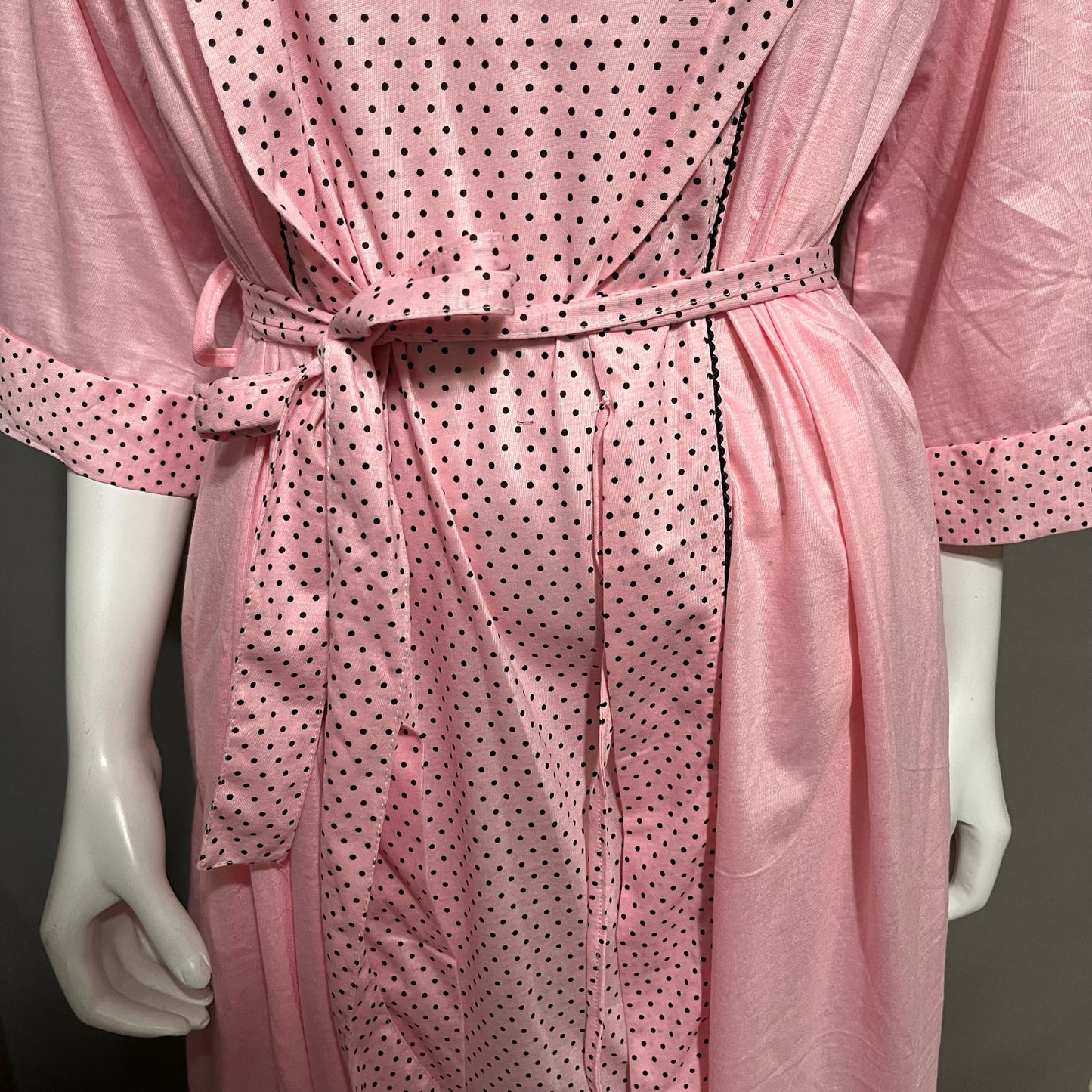 Lati Fashion Intimates Pink Polka Dot Robe Sz-Large