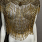 Vintage Overlay Gold Sequin Beaded Lightweight Cape Top One Size
