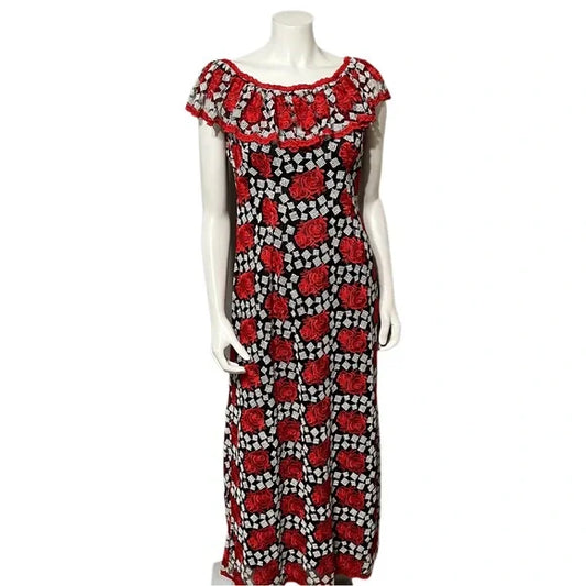 Red Floral Maxi Special Occasion Dress Sz-Small