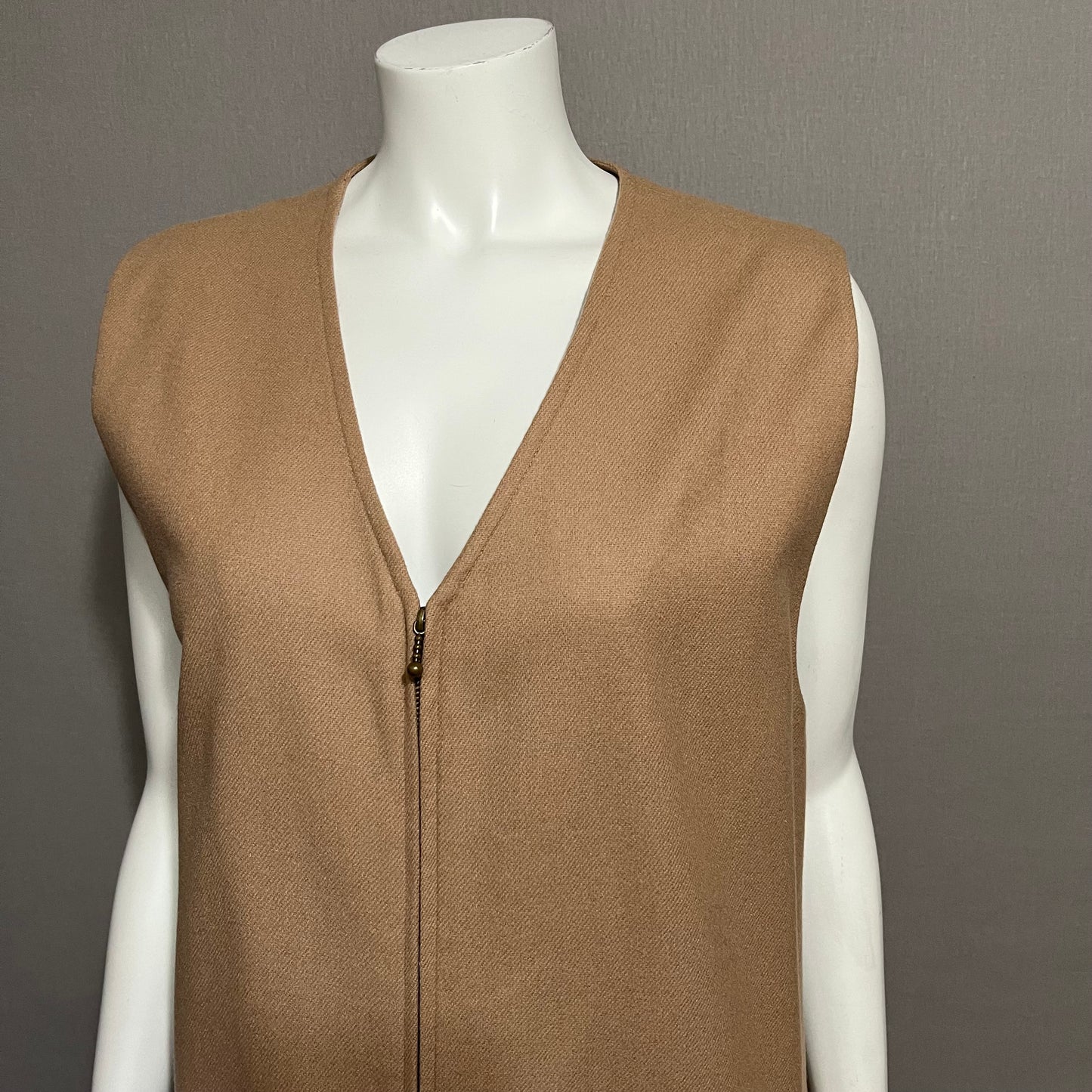 Sag Habor Brown Zip Up Wool Long Vest Sz-14