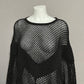 GI 5 Black Cotton Netted Poncho With Fringe Sz-Medium/Large