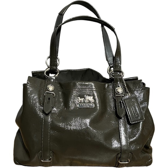 Coach Taupe Gray Patent Leather Handbag