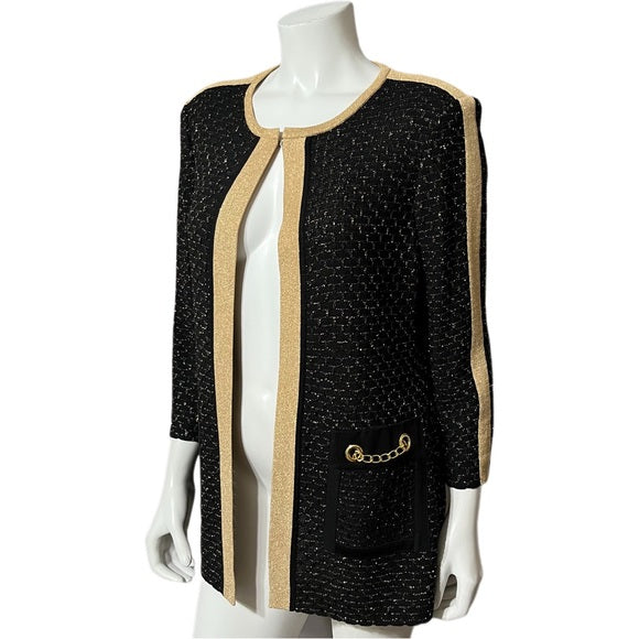 Misook Black & Gold Sparkly Cardigan Sz/Small