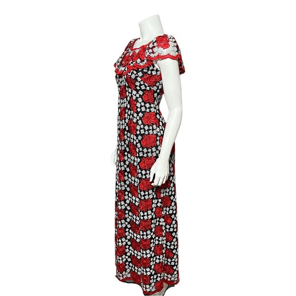 Red Floral Maxi Special Occasion Dress Sz-Small