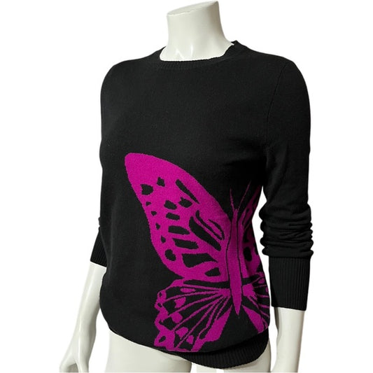 C3 Cashmere Black Cashmere Butterfly Sweater Sz-Medium