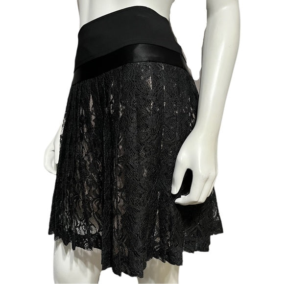 DKNY Black Lace Pleated Mini Skirt Sz-6