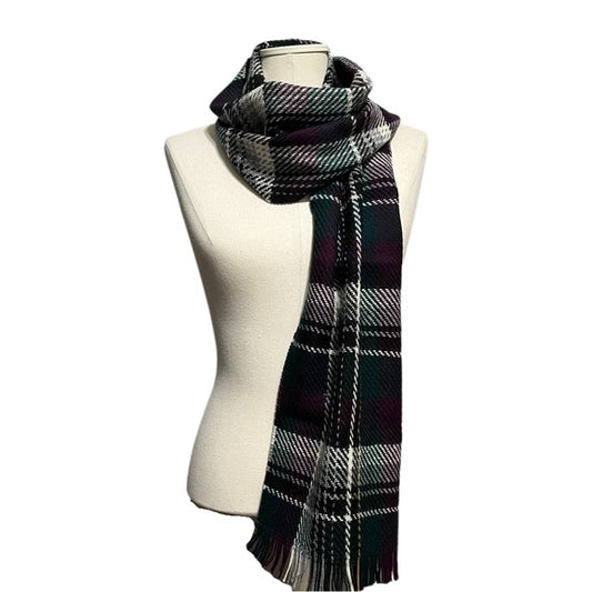 Woolmark Pure Wool Plaid Purple | Green Scarf