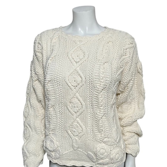 Handknitted Intern. Express Cream Pearl Sweater Sz-Small