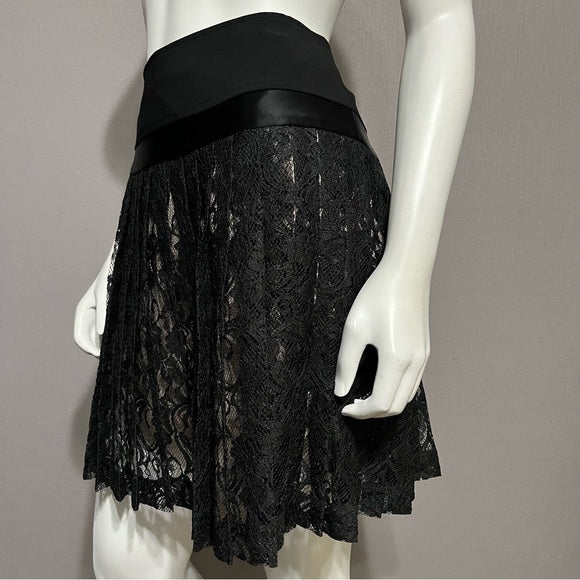 DKNY Black Lace Pleated Mini Skirt Sz-6