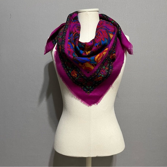 Liz Claiborne Colorful Floral 100% Wool Scarf