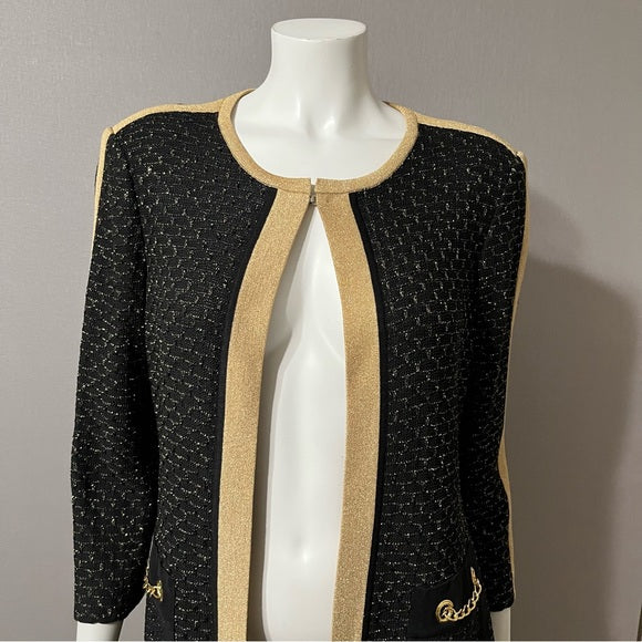 Misook Black & Gold Sparkly Cardigan Sz/Small