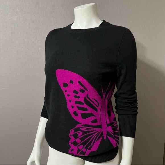 C3 Cashmere Black Cashmere Butterfly Sweater Sz-Medium