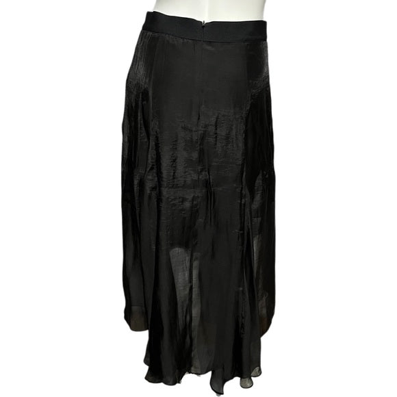 Nic & Zoe Black Sheer Maxi Double Layer Skirt Sz-6