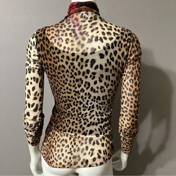 Fuzzi Animal Print Turtleneck Sz-M