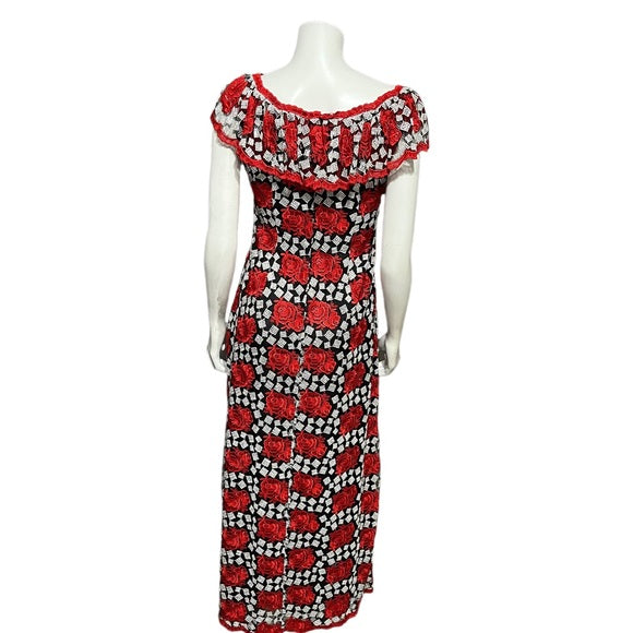 Red Floral Maxi Special Occasion Dress Sz-Small