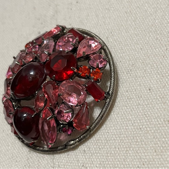 Pink Burgundy Brooch