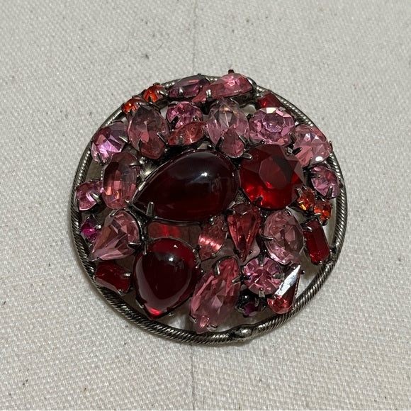 Pink Burgundy Brooch