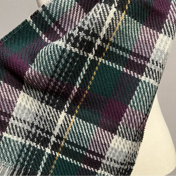 Woolmark Pure Wool Plaid Purple | Green Scarf