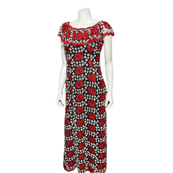 Red Floral Maxi Special Occasion Dress Sz-Small