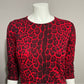 Sofia Cashmere Red Animal Print Sweater Sz/Medium