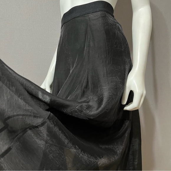 Nic & Zoe Black Sheer Maxi Double Layer Skirt Sz-6