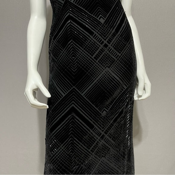 Jovani New York Black Velvet Beaded Maxi Dress Sz-4