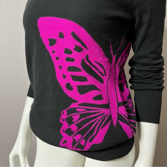 C3 Cashmere Black Cashmere Butterfly Sweater Sz-Medium