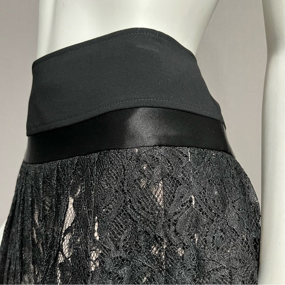 DKNY Black Lace Pleated Mini Skirt Sz-6