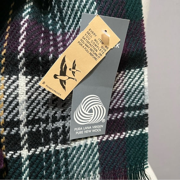 Woolmark Pure Wool Plaid Purple | Green Scarf