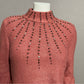 Alfani Mauve Rhinestones Beaded Sweater Sz-Medium