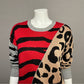 Neiman Marcus Animal Print Color Block Cashmere Blend Sweater Sz-Medium