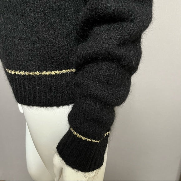 By Timo Pink | Black | Gold Alpaca Colorblock Sweater Sz-Medium