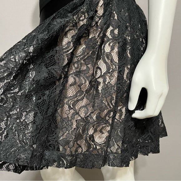 DKNY Black Lace Pleated Mini Skirt Sz-6