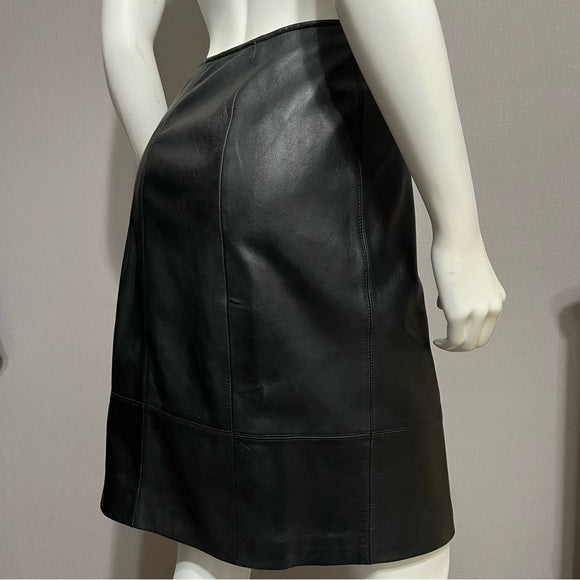 St. John Sport Black Leather Pencil Skirt Sz-4