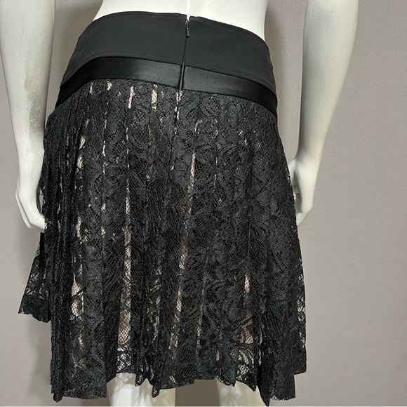 DKNY Black Lace Pleated Mini Skirt Sz-6