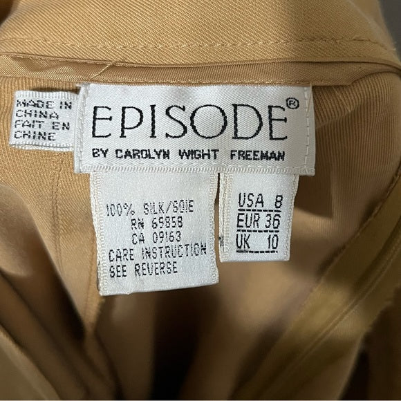 Vintage Episode Camel 100% Silk Shorts Sz-8