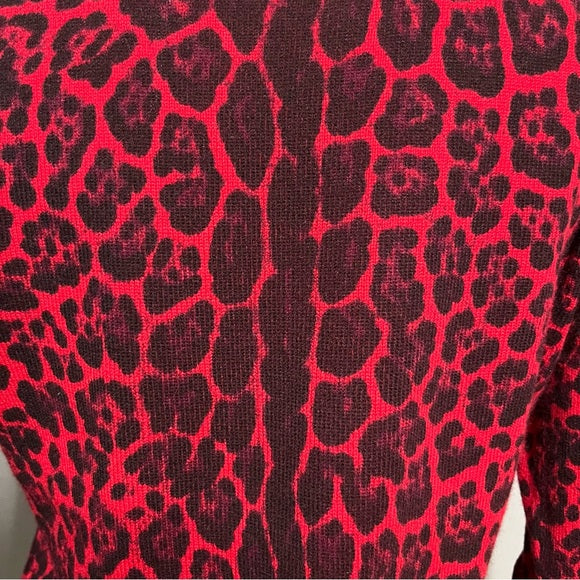 Sofia Cashmere Red Animal Print Sweater Sz/Medium