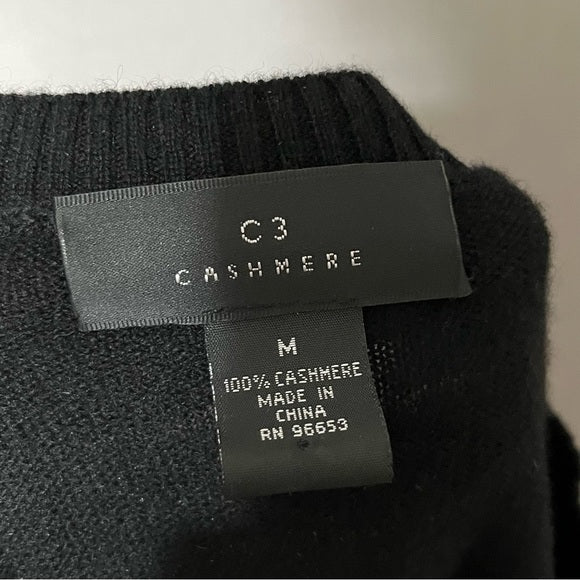 C3 Cashmere Black Cashmere Butterfly Sweater Sz-Medium