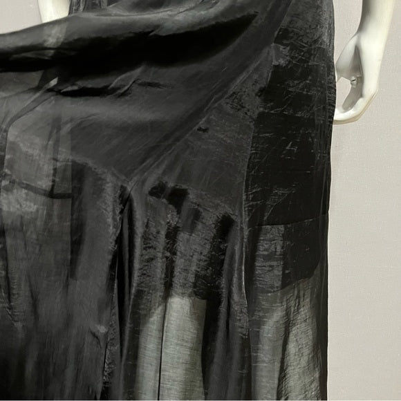 Nic & Zoe Black Sheer Maxi Double Layer Skirt Sz-6