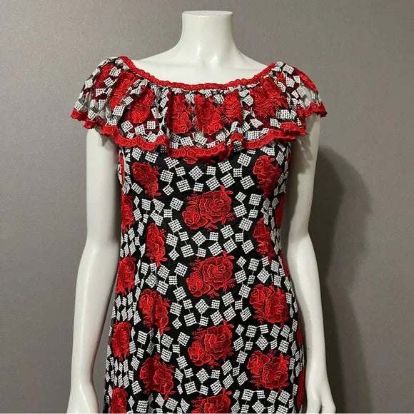 Red Floral Maxi Special Occasion Dress Sz-Small