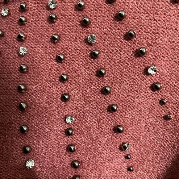 Alfani Mauve Rhinestones Beaded Sweater Sz-Medium